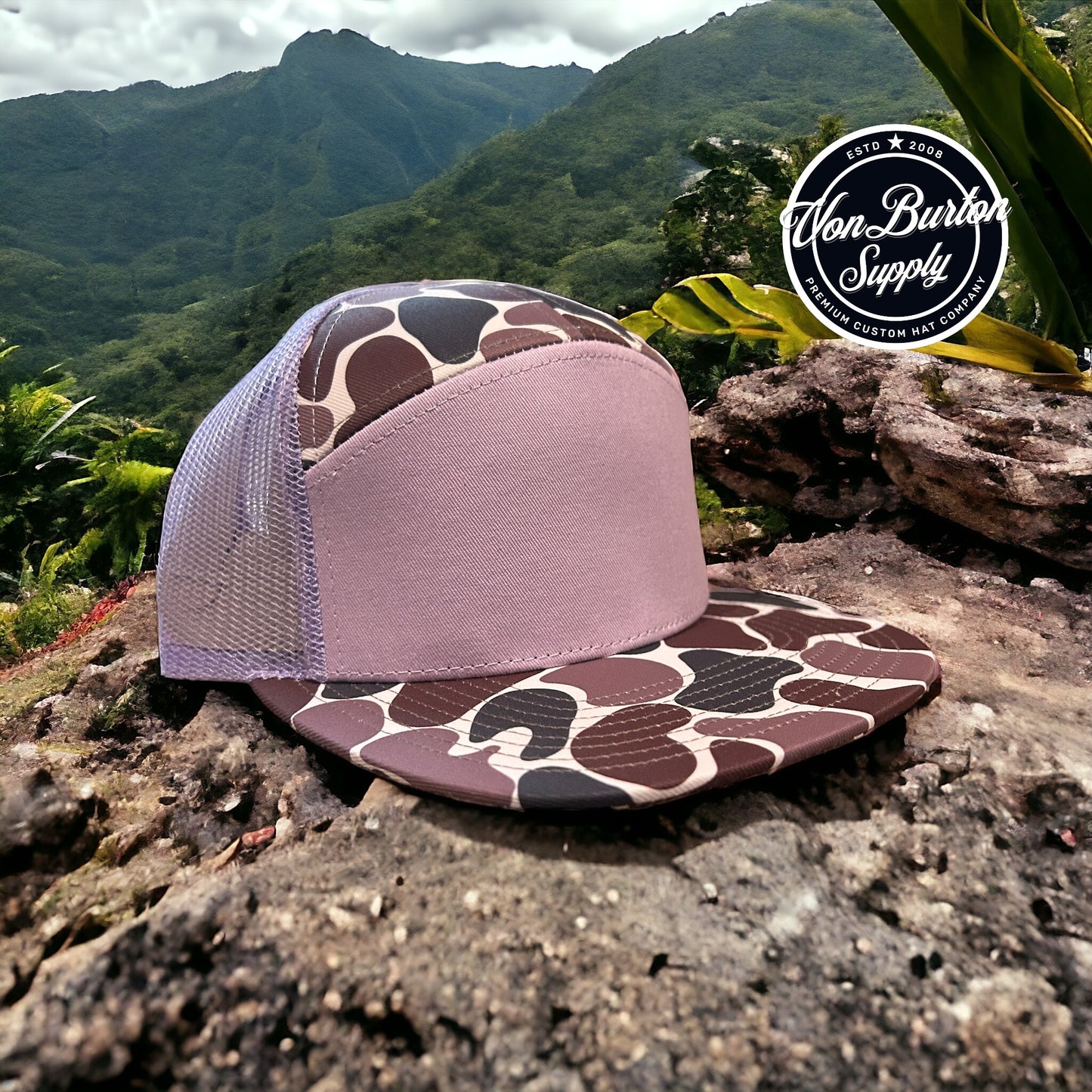 Classic Duck Camo 7 Panel Hat Fireweed Camo Hat Von Burton Supply