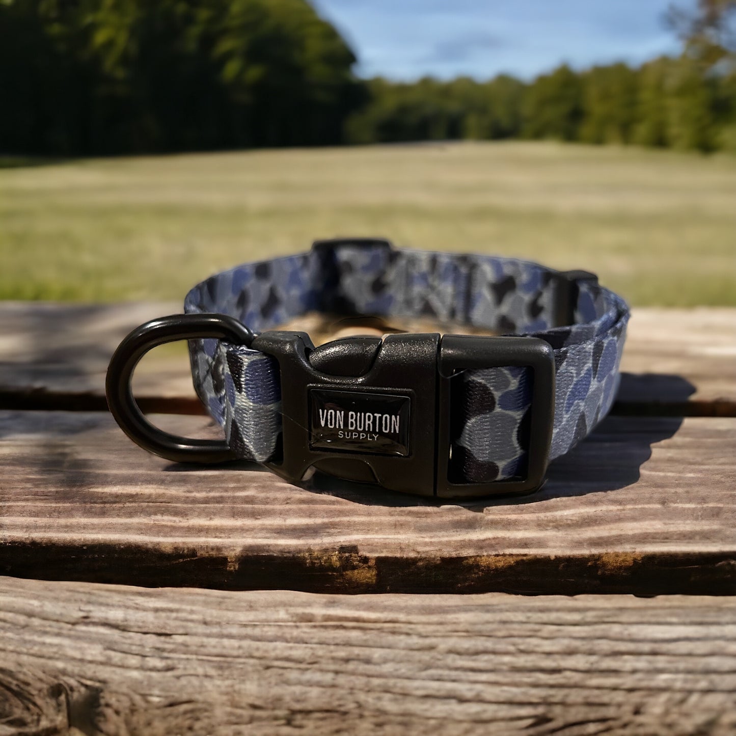 Camo Dog Collar Coral Blue Dog Collar Von Burton Supply Co.