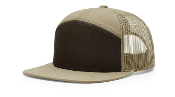 Printed Richardson 168 7 Panel Trucker Hat Richardson Brown/Khaki