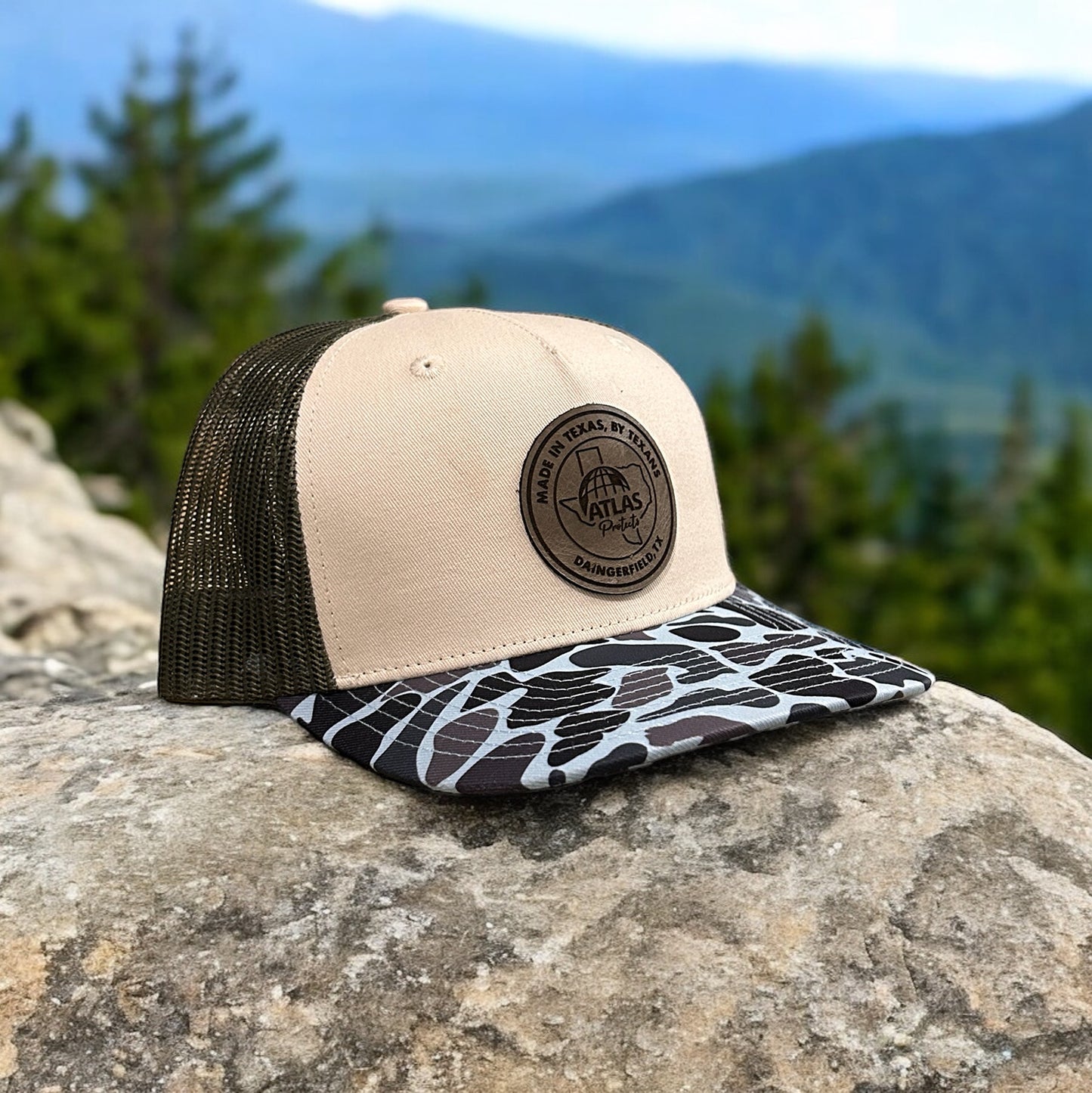 Duck Camo Leather Patch Hat Ponderosa Von Burton Supply