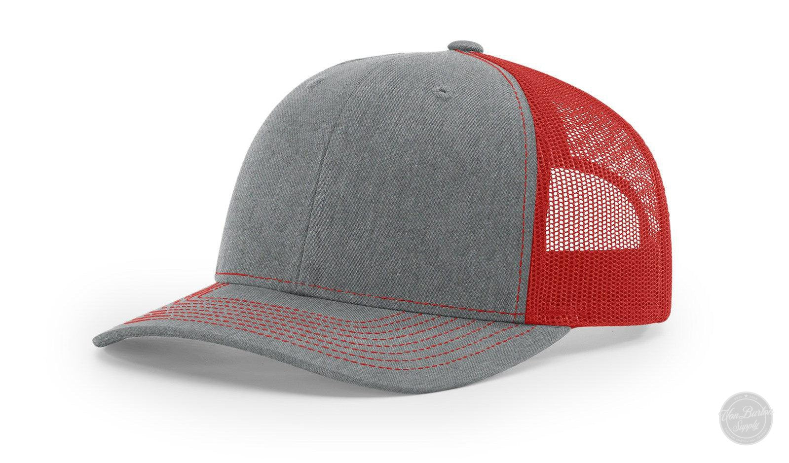 Richardson 112 Custom Leather Patch Hats Hat Richardson Heather Grey/Red
