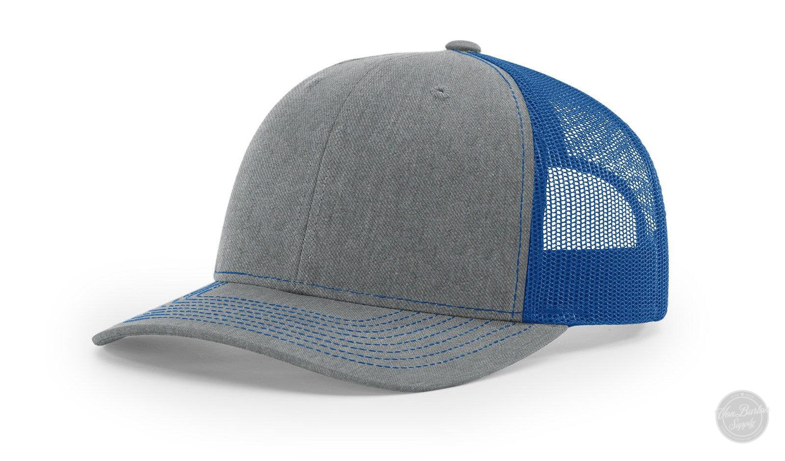 Richardson 112 Custom Leather Patch Hats Hat Richardson Heather Grey/Royal Blue