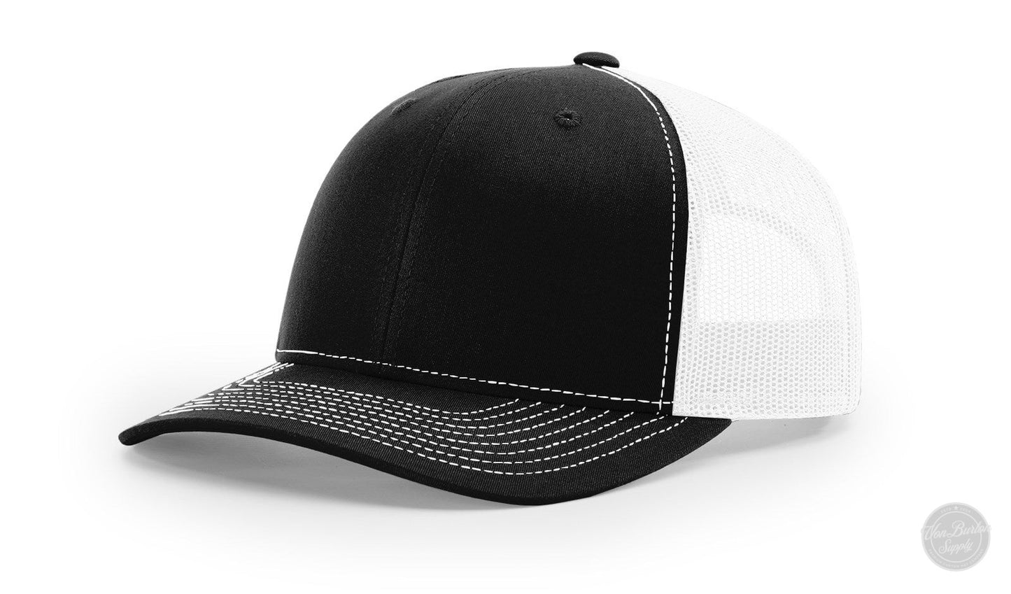Richardson 112 Custom Leather Patch Hats Hat Richardson Black/White