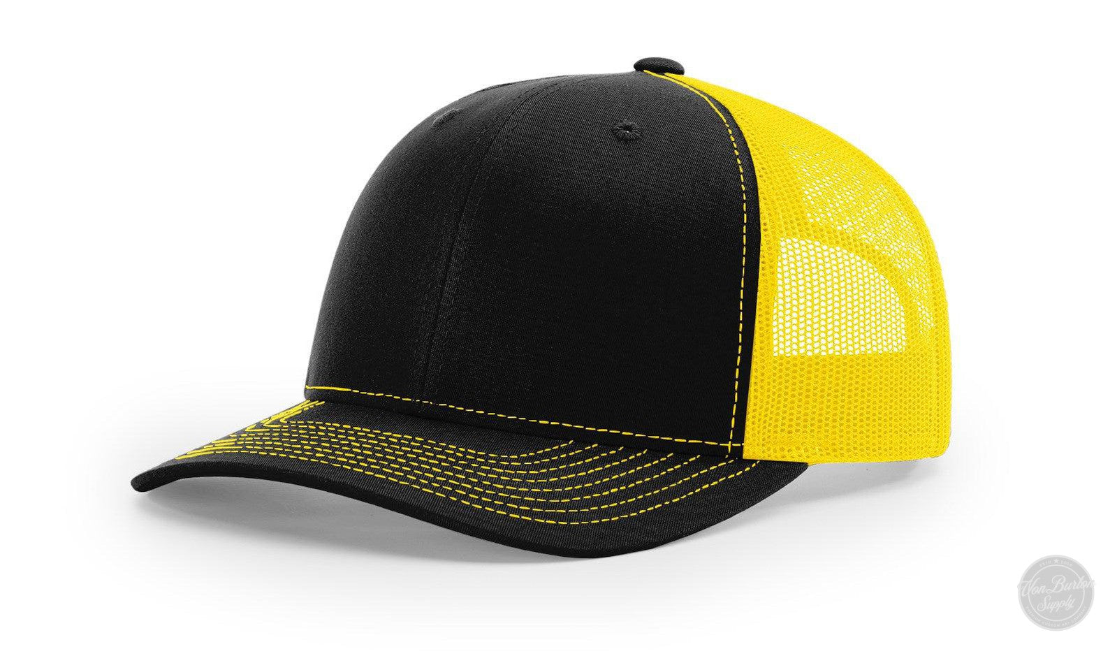 Richardson 112 Custom Leather Patch Hats Hat Richardson Black/Yellow