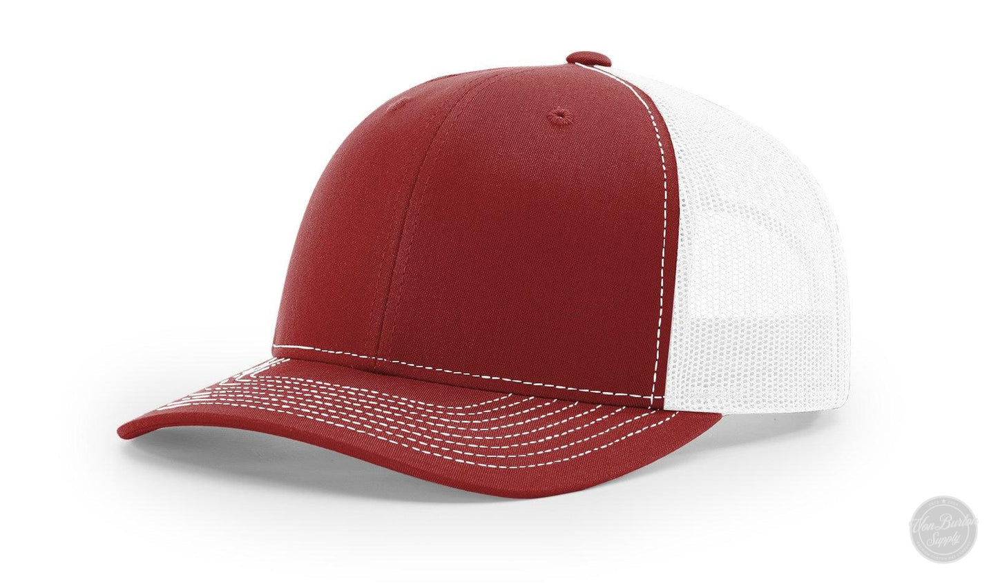 Richardson 112 Custom Leather Patch Hats Hat Richardson Cardinal/White