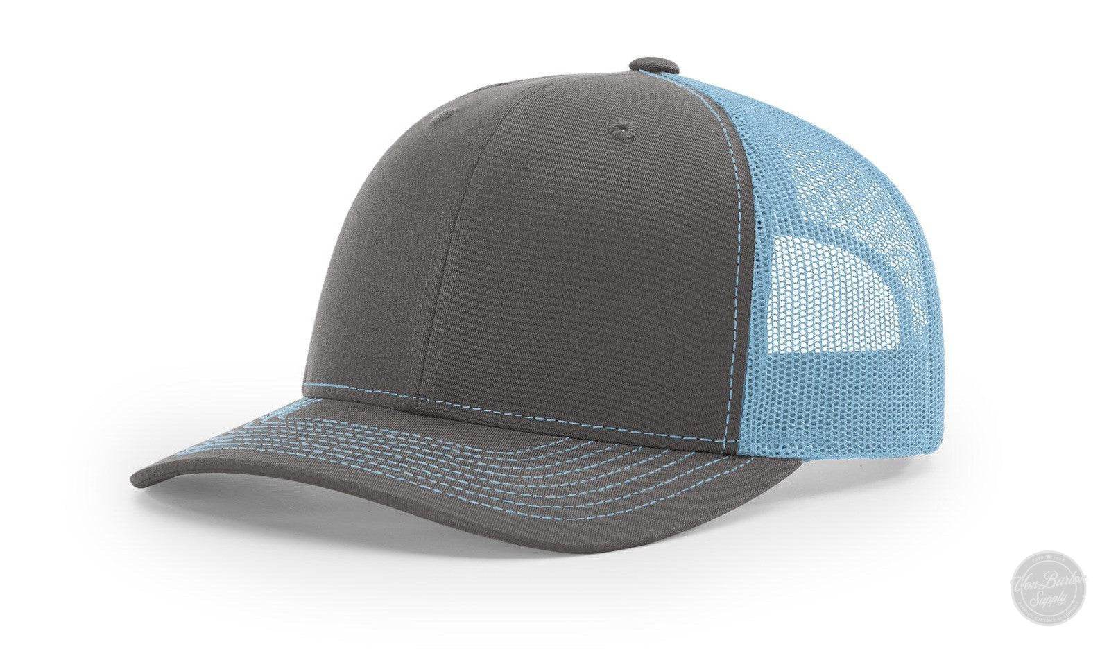 Richardson 112 Custom Leather Patch Hats Hat Richardson Charcoal/Columbia Blue