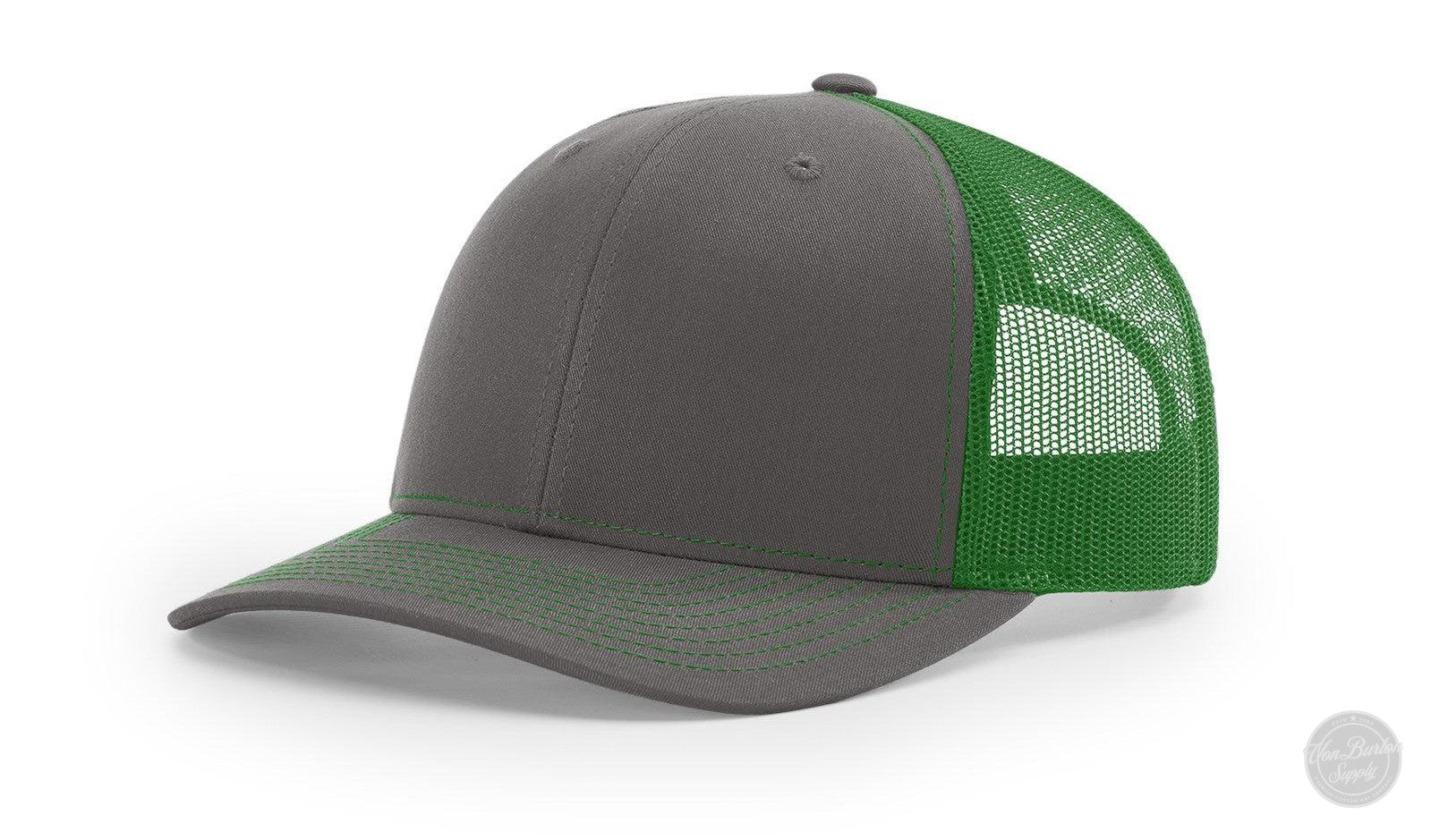 Richardson 112 Custom Leather Patch Hats Hat Richardson Charcoal/Kelly Green