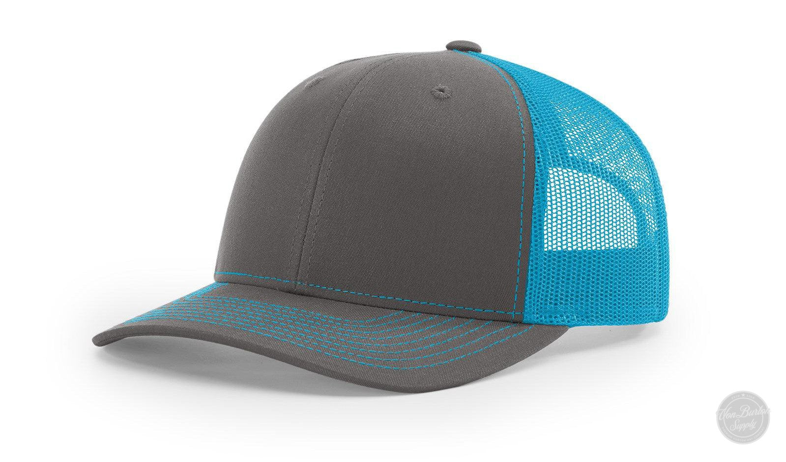 Richardson 112 Custom Leather Patch Hats Hat Richardson Charcoal/Neon Blue
