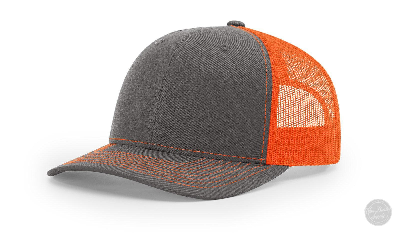 Richardson 112 Custom Leather Patch Hats Hat Richardson Charcoal/Neon Orange