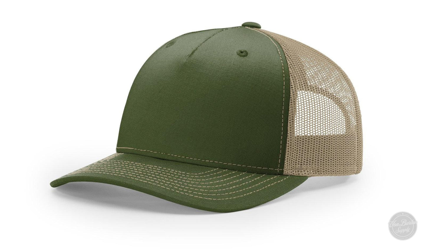 Richardson 112 FP Leather Patch Hat Hat Von Burton Supply Army/Olive