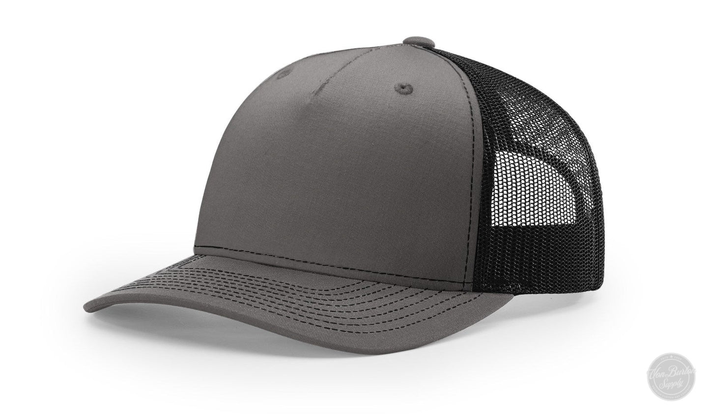Richardson 112 FP Leather Patch Hat Hat Von Burton Supply Charcoal/Black