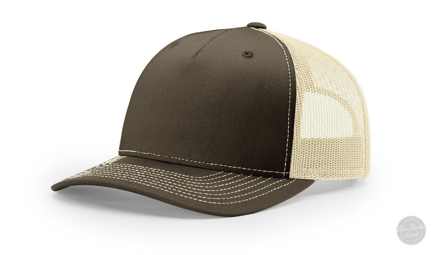 Richardson 112 FP Leather Patch Hat Hat Von Burton Supply Chocolate Chip/Birch