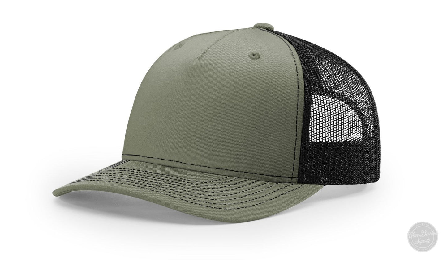 Richardson 112 FP Leather Patch Hat Hat Von Burton Supply Loden/Black