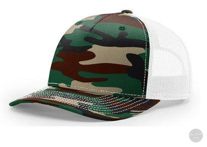 Richardson 112 PFP Duck Camo Leather Patch Hat Camo Hat Richardson Green/White Duck Camo