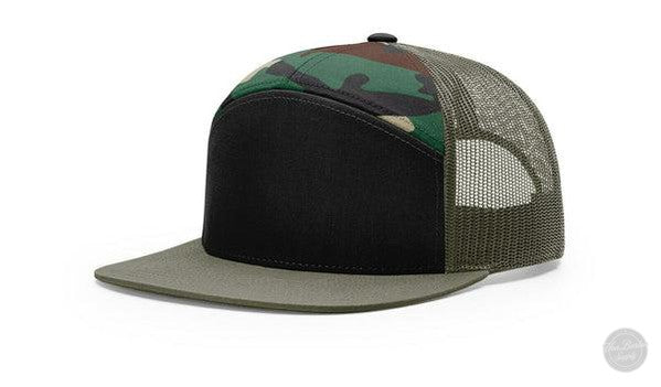 Richardson 168 7 Panel Custom Leather Patch Hat Hat Von Burton Supply Black/Camo