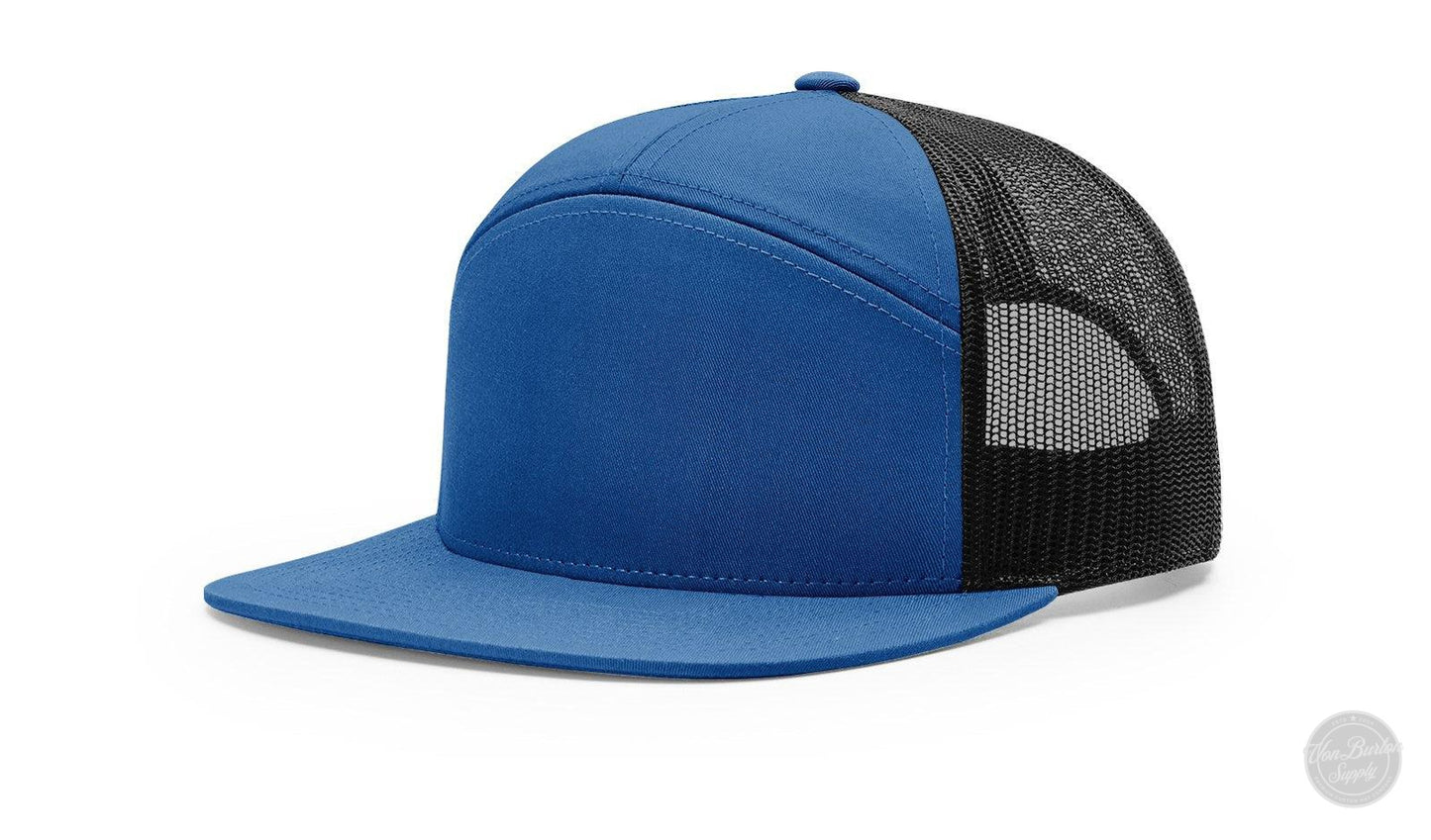 Richardson 168 7 Panel Custom Leather Patch Hat Hat Von Burton Supply Blue/Black