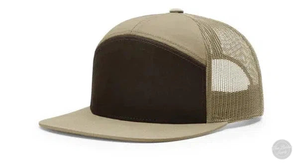 Richardson 168 7 Panel Custom Leather Patch Hat Hat Von Burton Supply Brown/Khaki