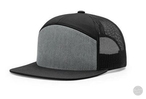 Richardson 168 7 Panel Custom Leather Patch Hat Hat Von Burton Supply Heather Gray/Black