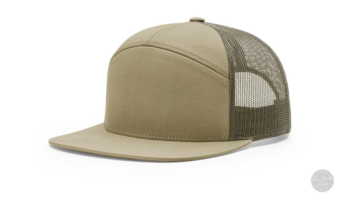 Richardson 168 7 Panel Custom Leather Patch Hat Hat Von Burton Supply Khaki/Loden