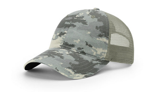Richardson 111 P Leather Patch Trucker Hat Von Burton Supply Co. Military Digital Camo/Light Green
