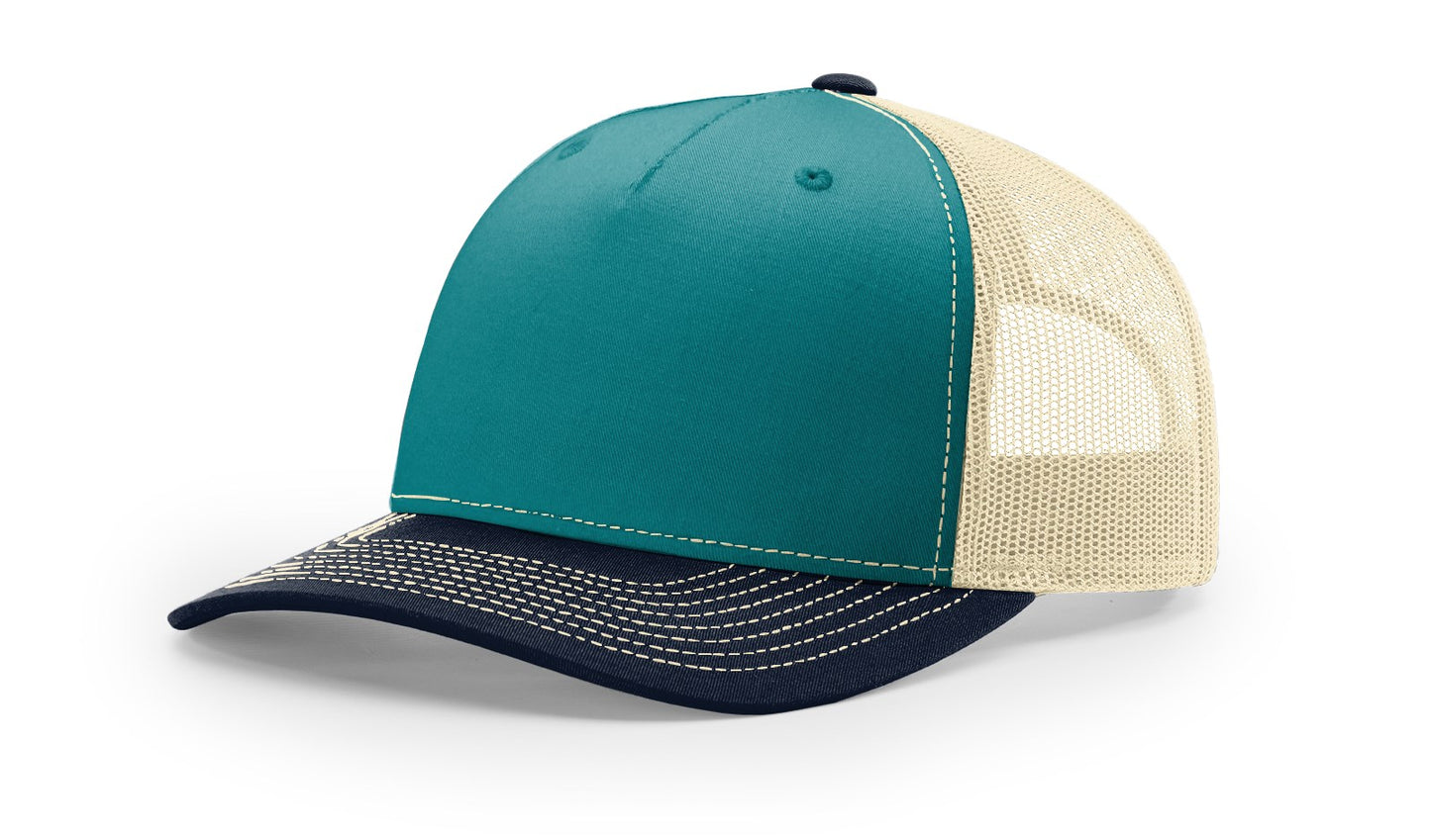 Richardson 112 FP Leather Patch Hat Hat Von Burton Supply Blue Teal/Birch/Navy
