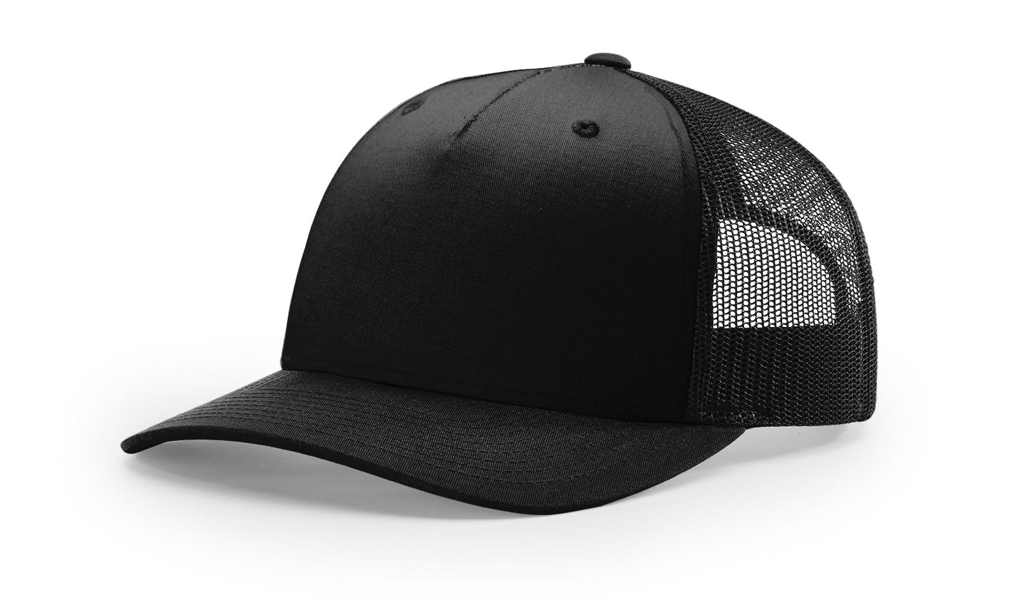 Richardson 112 FP Leather Patch Hat Hat Von Burton Supply Black/Black