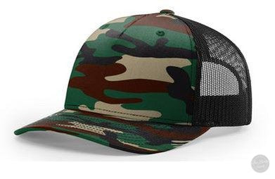 Richardson 112 PFP Duck Camo Leather Patch Hat Camo Hat Richardson Green/Black Duck Camo