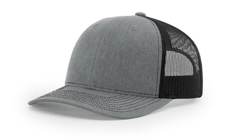 Richardson 112Y Youth Leather Patch Hats Von Burton Supply Co. Heather Gray/Black