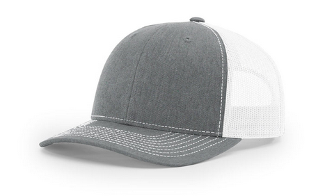 Richardson 112Y Youth Leather Patch Hats Von Burton Supply Co. Heather Gray/White