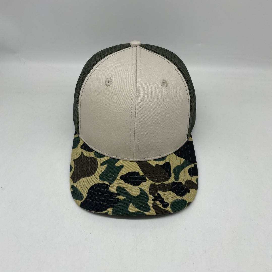 Custom Vintage Duck Camo 6 Panel Leather Patch Hat Aspen Camo Hat Von Burton Supply