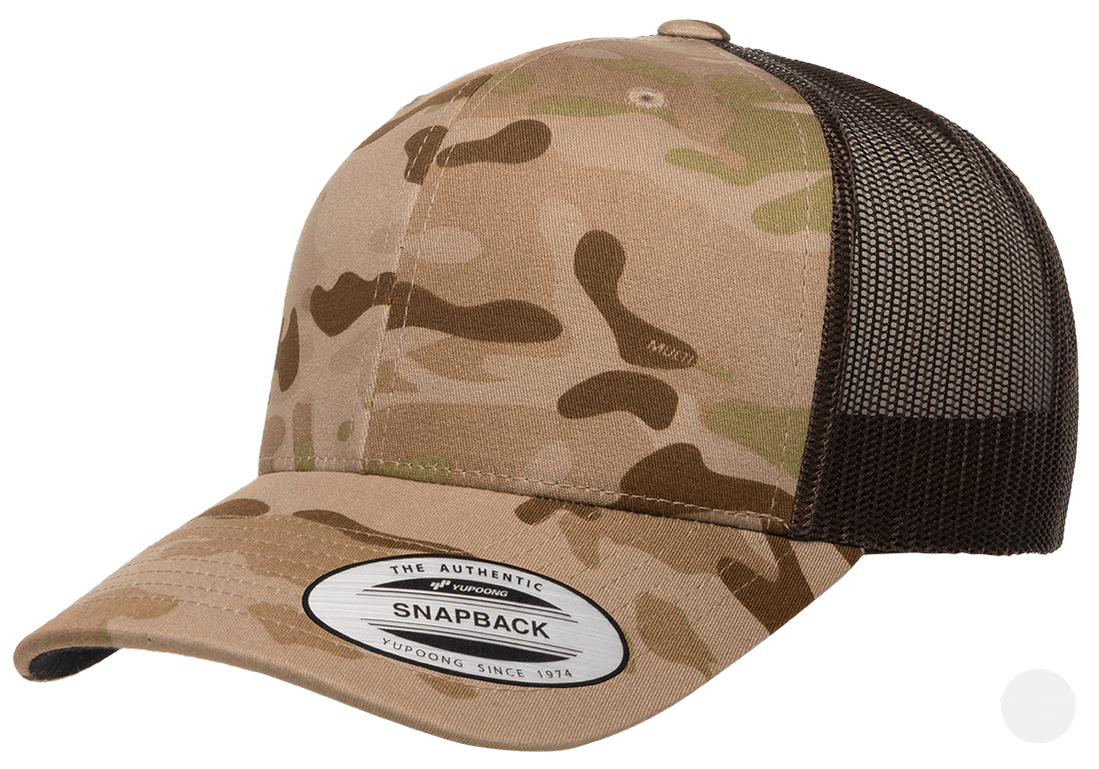 Yupoong 6606 Multicam Leather Patch Hats Camo Hat Yupoong Arid Browm Camo