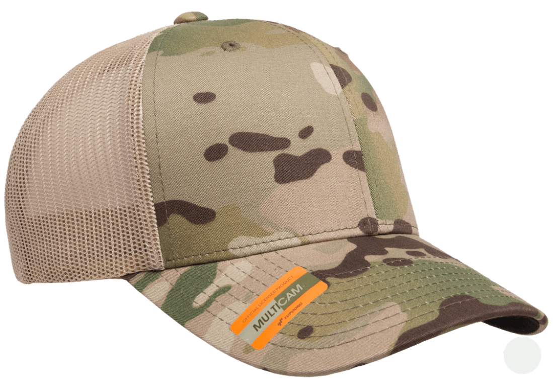 Yupoong 6606 Multicam Leather Patch Hats Camo Hat Yupoong Khaki Camo