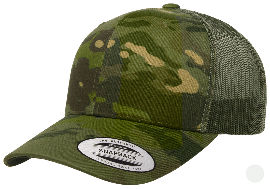Yupoong 6606 Multicam Leather Patch Hats Camo Hat Yupoong Tropic Green Camo