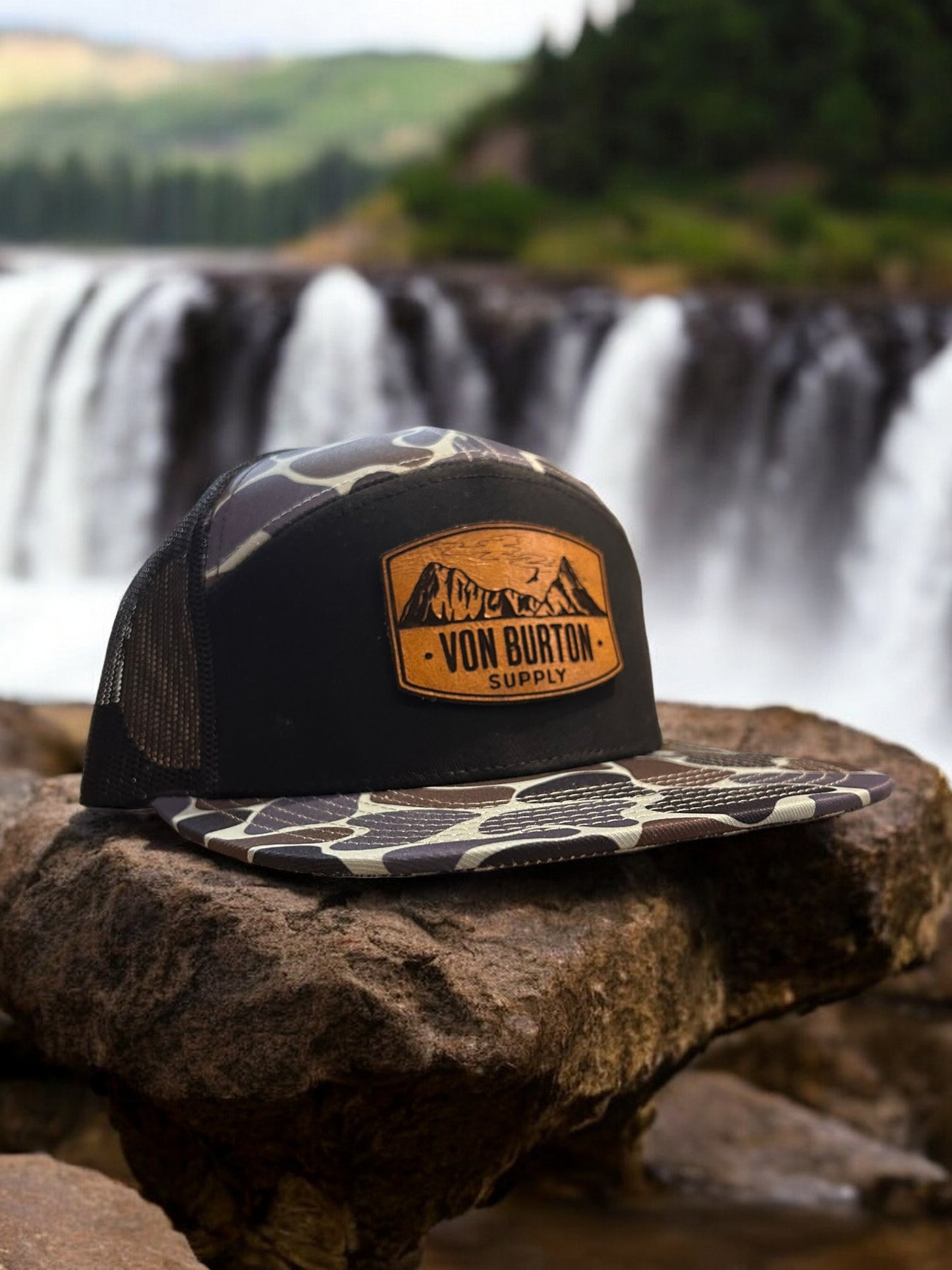 Classic Duck Camo 7 Panel Trucker Hat Granite Creeper Camo Hat Von Burton Supply