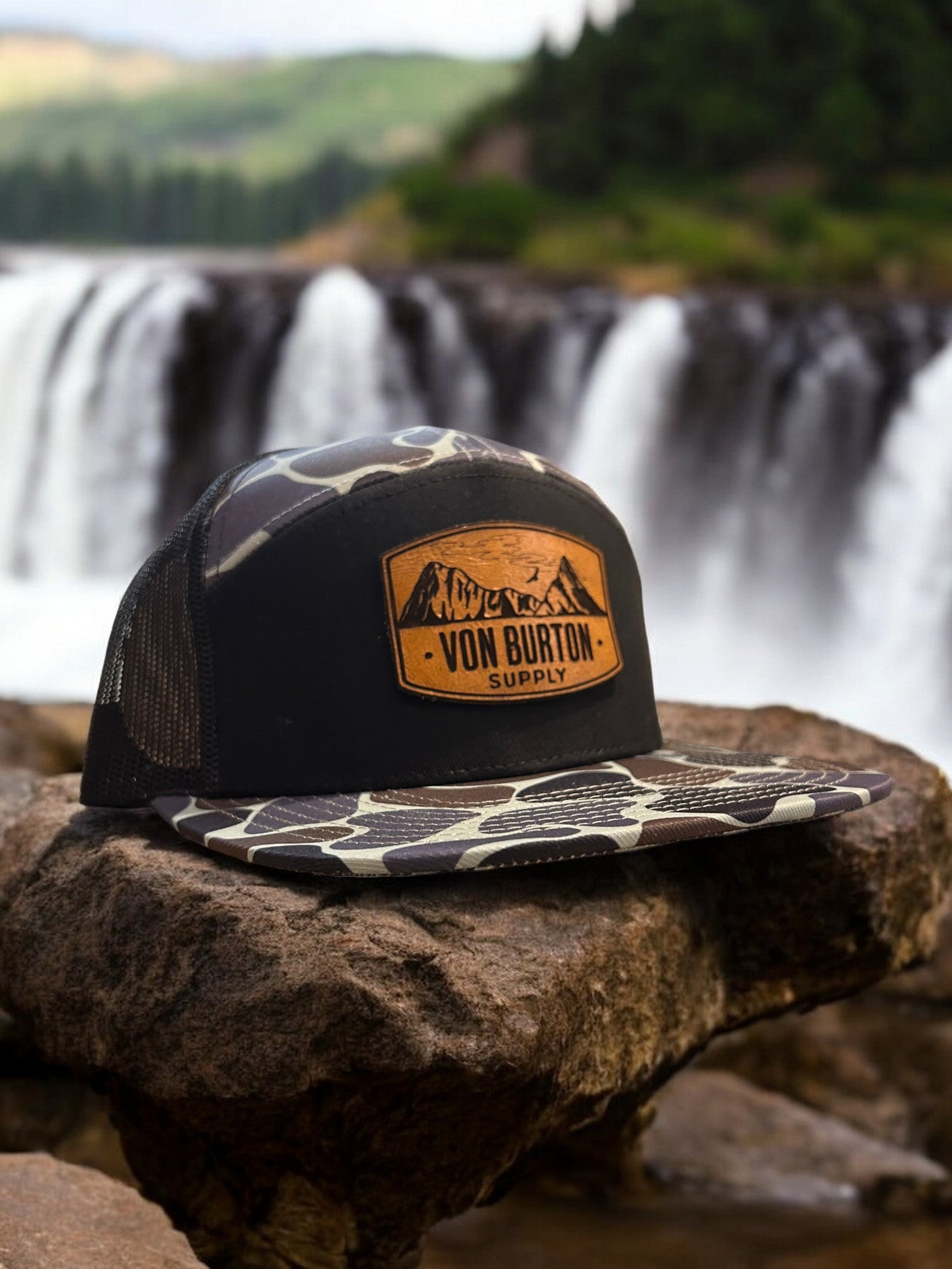 Classic Duck Camo 7 Panel Trucker Hat Granite Creeper Camo Hat Von Burton Supply