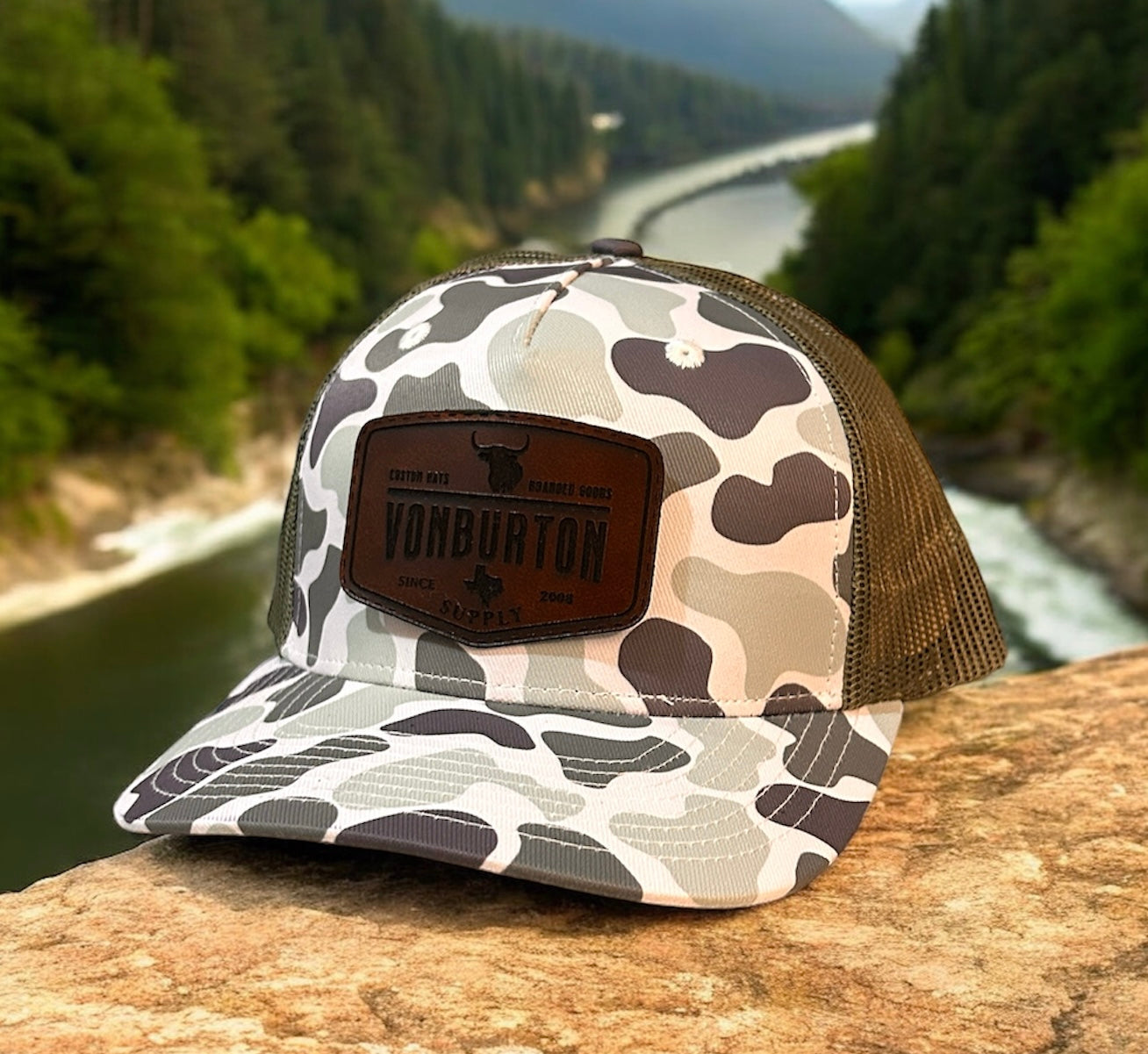 Duck Camo Five Panel Trucker Hat Marsh Creeper Hat Von Burton Supply
