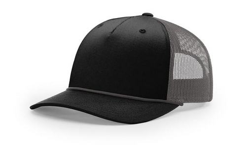 Richardson 112 FPR Leather Patch Trucker Rope Hat Richardson 112 FPR Richardson Black/Charcoal/Charcoal
