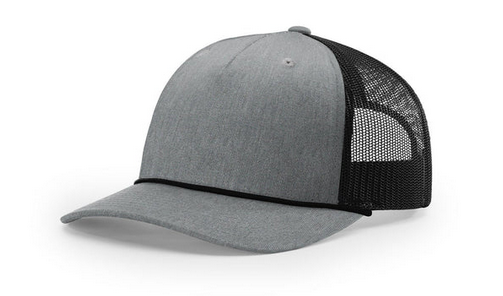 Richardson 112 FPR Leather Patch Trucker Rope Hat Richardson 112 FPR Richardson Heather Gray/Black/Black