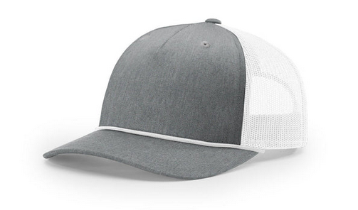 Richardson 112 FPR Leather Patch Trucker Rope Hat Richardson 112 FPR Richardson Heather Gray/White/White
