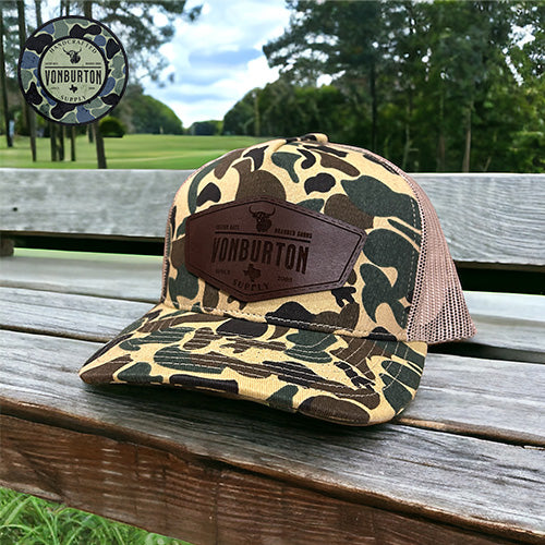 Vintage Duck Camo Leather Patch Aspen Hat Camo Hat Von Burton Supply