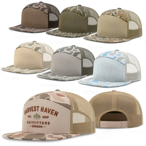 Custom Richardson 168P Duck Camo 7 Panel Leather Patch Hat Camo Hat Richardson