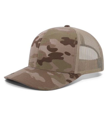 Pacific Headware Multicam Trucker Leather Patch Hat Pacific Headware Arid/Tan