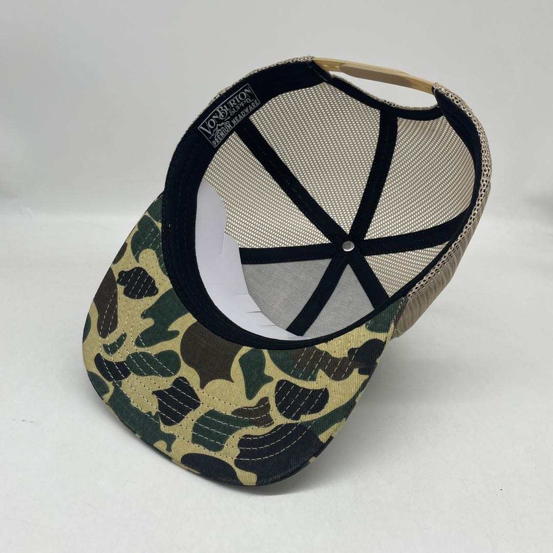 Custom Duck Camo 7 Panel Leather Patch Hat Aspen Hat Von Burton Supply