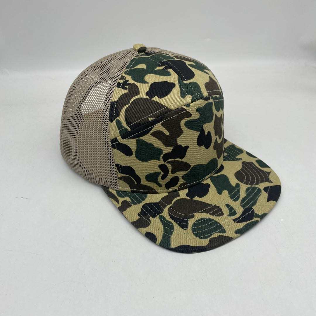 Custom Duck Camo 7 Panel Leather Patch Hat Aspen Hat Von Burton Supply