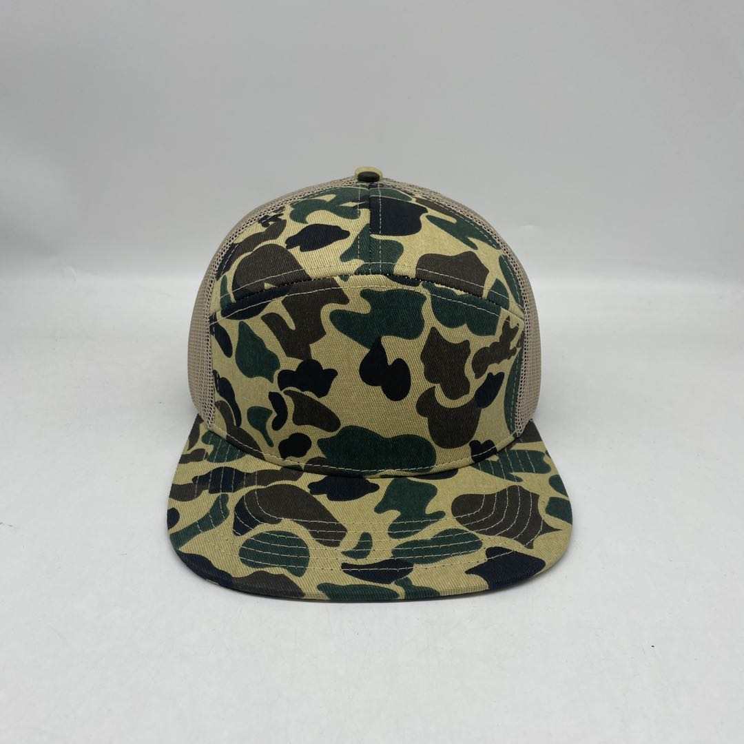Custom Duck Camo 7 Panel Leather Patch Hat Aspen Hat Von Burton Supply