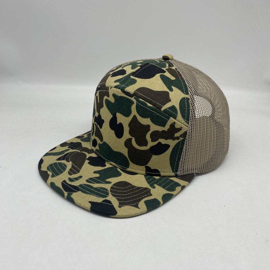 Custom Duck Camo 7 Panel Leather Patch Hat Aspen Hat Von Burton Supply