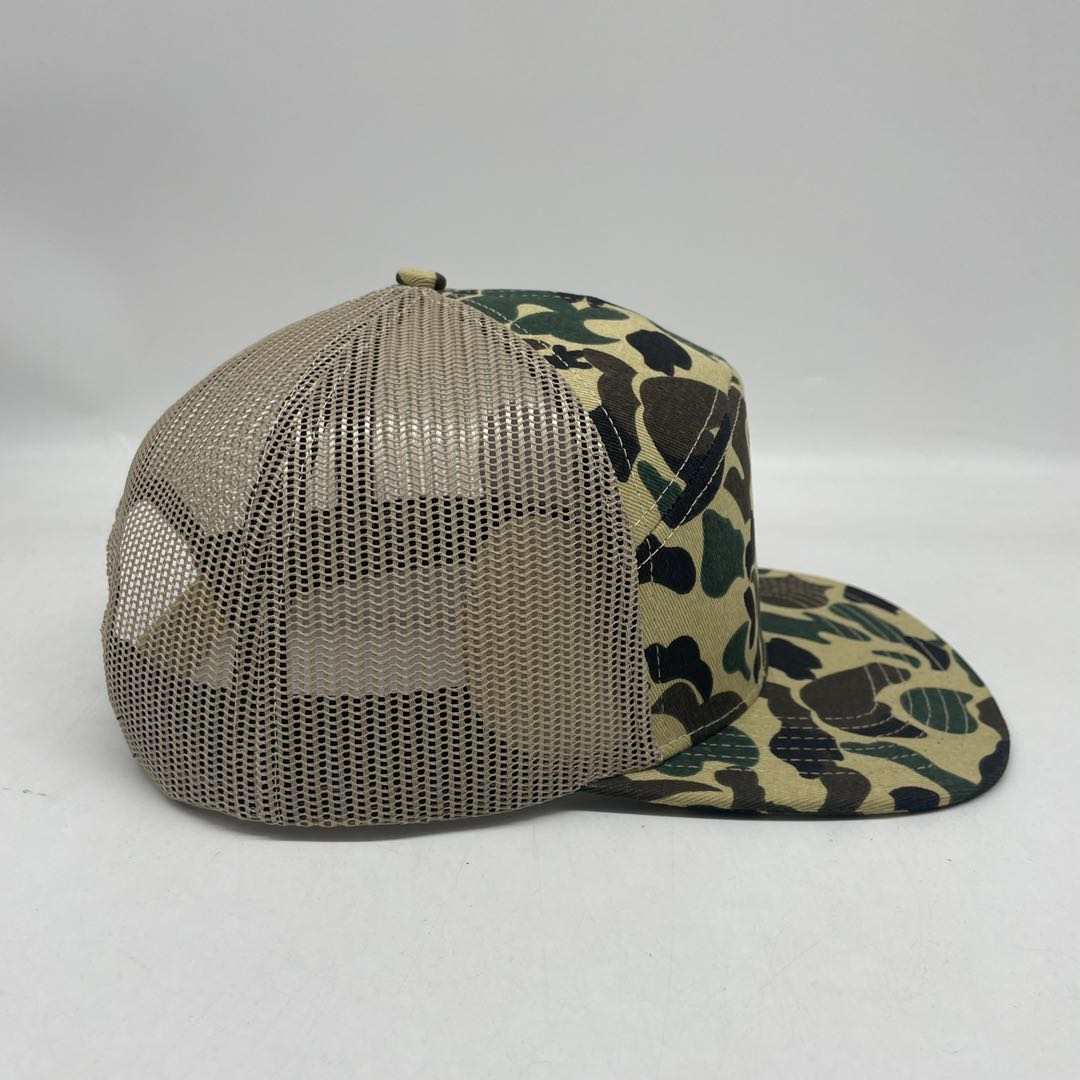 Custom Duck Camo 7 Panel Leather Patch Hat Aspen Hat Von Burton Supply