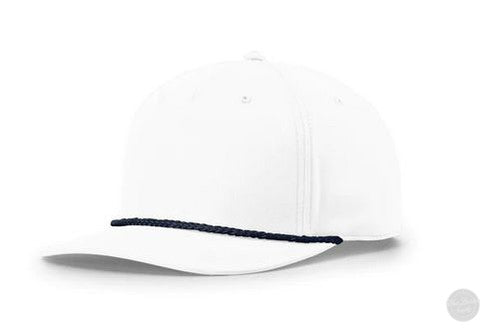 Richardson 258 FP Rope Leather Patch Hats Von Burton Supply White/Navy