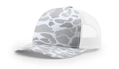Custom Richardson 112PFP Duck Camo Trucker Hats Camo Hat Richardson Blizzard/White