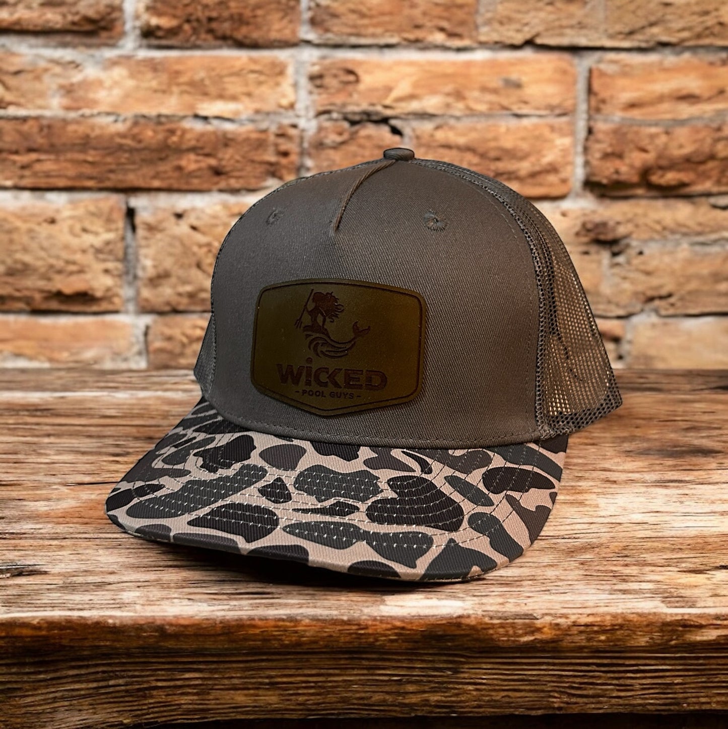 Custom Duck Camo Leather Patch Trucker Hat Cascade Camo Hat Von Burton Supply   